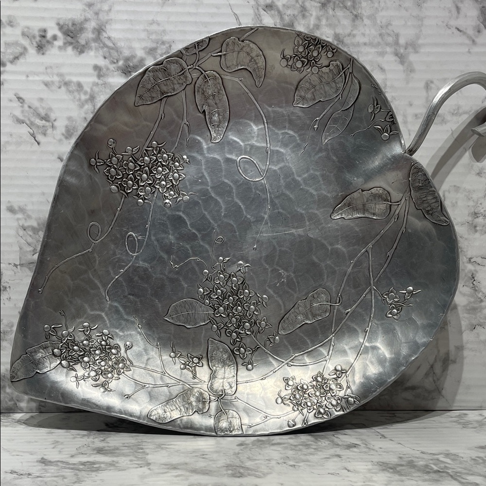 Wendell August Forge Hammered Aluminum Leaf-Shaped Serving Tray- Vintage